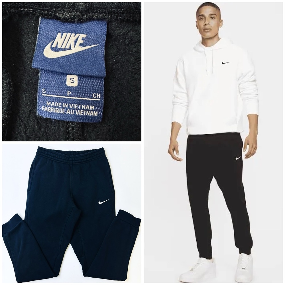 Nike Club Fleece Tapered Leg Ankle Cuff Sweatpants Jogging Pants Pockets Black